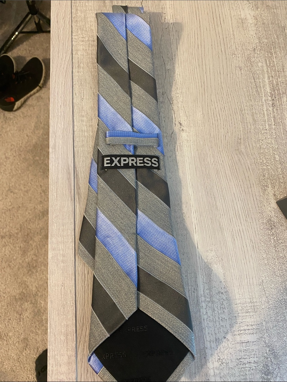 Express Men's Striped Tie in Blue, Gray and Black